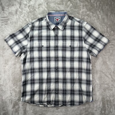 Desert Son Flag & Anthem Short Sleeve Pearl Snap Plaid Flannel Button Up Size XL