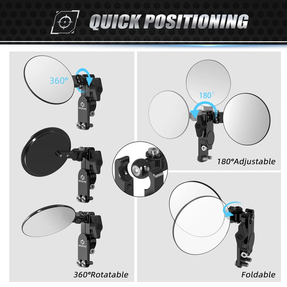 Kit de espelhos flip rápido ajustável tarugo compatível com Honda CR125R CR250R CRF250R CRF250 - Imagem 3 de 4