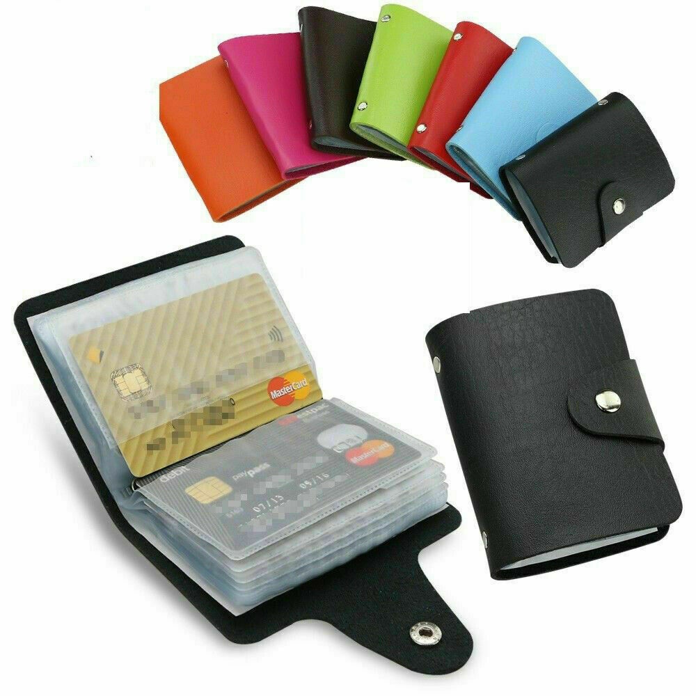 24Cards PU Leather Bank Business ID Credit Card Holder Pocket Case Purse Wallet❥