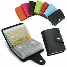 24Card PU Leather Bank Business ID Credit Card Holder Pocket Case Purse Wallets✔