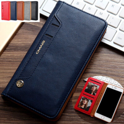 For iPhone 13 14 16 Pro Max 15 Leather Card photo Slot Case Magnetic Flip Cover