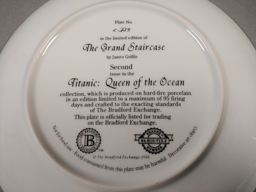 Bradford Exchange Titanic Plate The Grand Staircase ~ Queen Of The Ocean 1999 - Picture 3 of 3