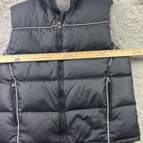 Vintage Nike Down Puffer vest jacket Men's Large Black Read** Distressed Flaw - Picture 11 of 17
