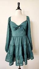 Anthropologie Dress New Size Medium Floral Green Embroider Bridgerton Coquette