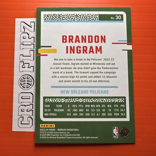 Brandon Ingram 2023-24 Donruss #30 New Orleans Pelicans - Picture 2 of 2