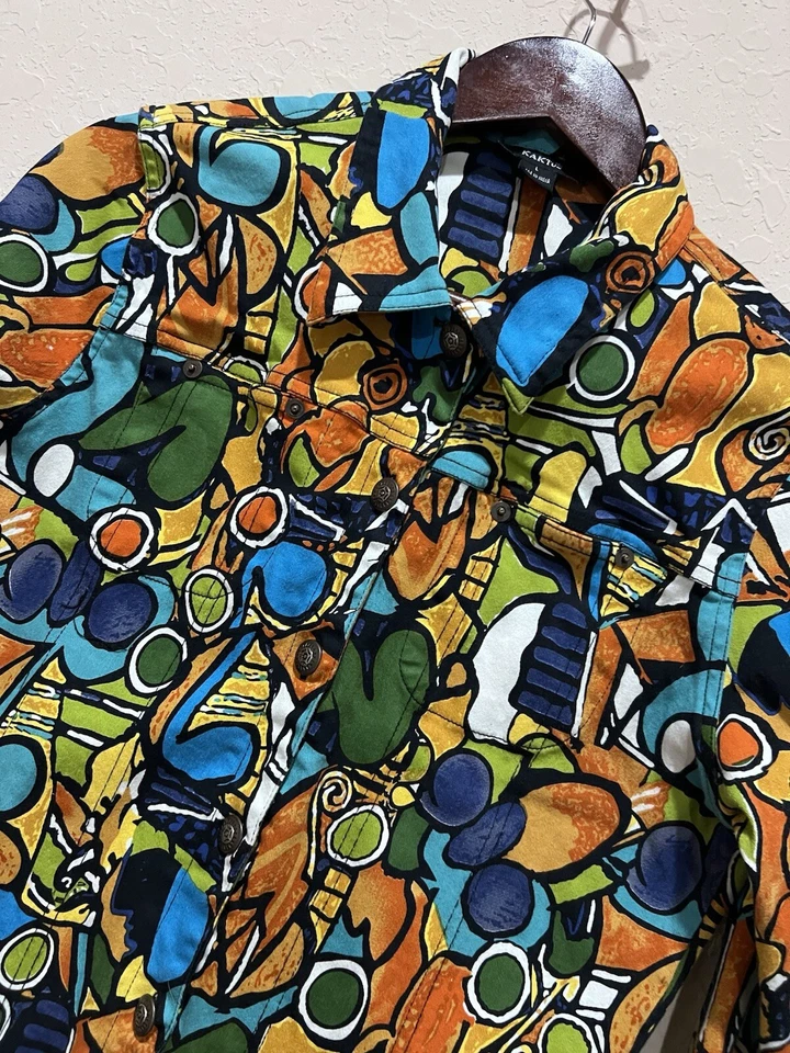 Chaqueta de cactus vintage arte para usar para mujer grande inspirada en Picasso colorida Foto 2 de 4