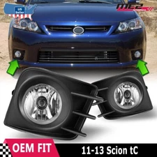 Pair For Scion tC 2011-2013 Fog Lights w/ Bezel+Wiring+Switch Kit Clear Lens