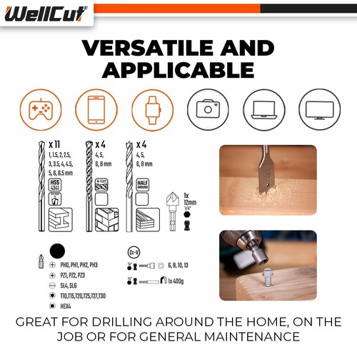 Drill & Screwdriver Bit Set Multi-Functional 42Pc HSS Masonry Wood Metal - Picture 9 of 10