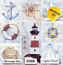 5088 TWO Paper BEVERAGE / COCKTAIL Decoupage Art Craft Napkins - BEACH THINGS