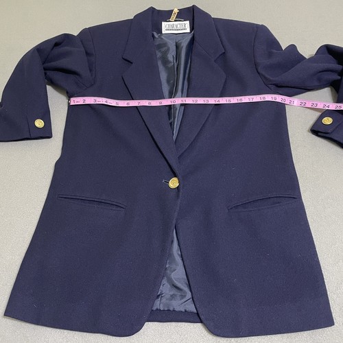 Vintage Damengröße 8 MARINEBLAUER WOLLBLAZER ANZUG JACKE Goldakzentknöpfe adrett 90er - Bild 9 von 22