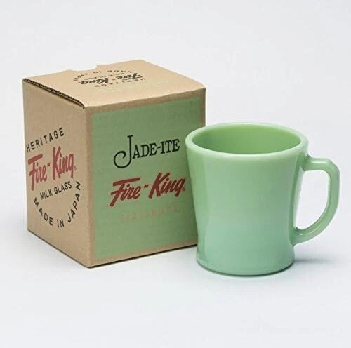 FIRE KING JADE-ITE D HANDLE MUG CUP MADE IN JAPAN 10OZ MILK GLASS free shipping