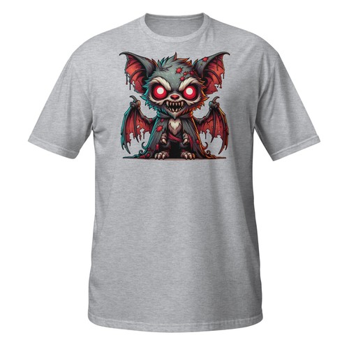Demonic Bat T-Shirt | Red-Eyed Cartoon Vampire Bat | Horror Goth Tee - Picture 28 of 33