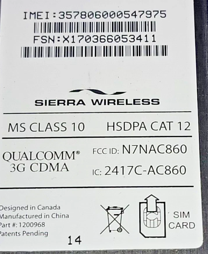 CINGULAR, SIERRA WIRELESS, AIRCARD 860, 1200968, 3G, GOOD CONDITION, PRE-OWNED - Image 3 of 4
