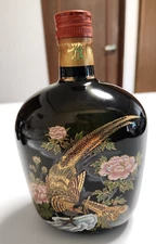 SUNTORY Whisky Bottle 🐦 Golden Pheasant & Peony | Hand-Painted Empty Vintage