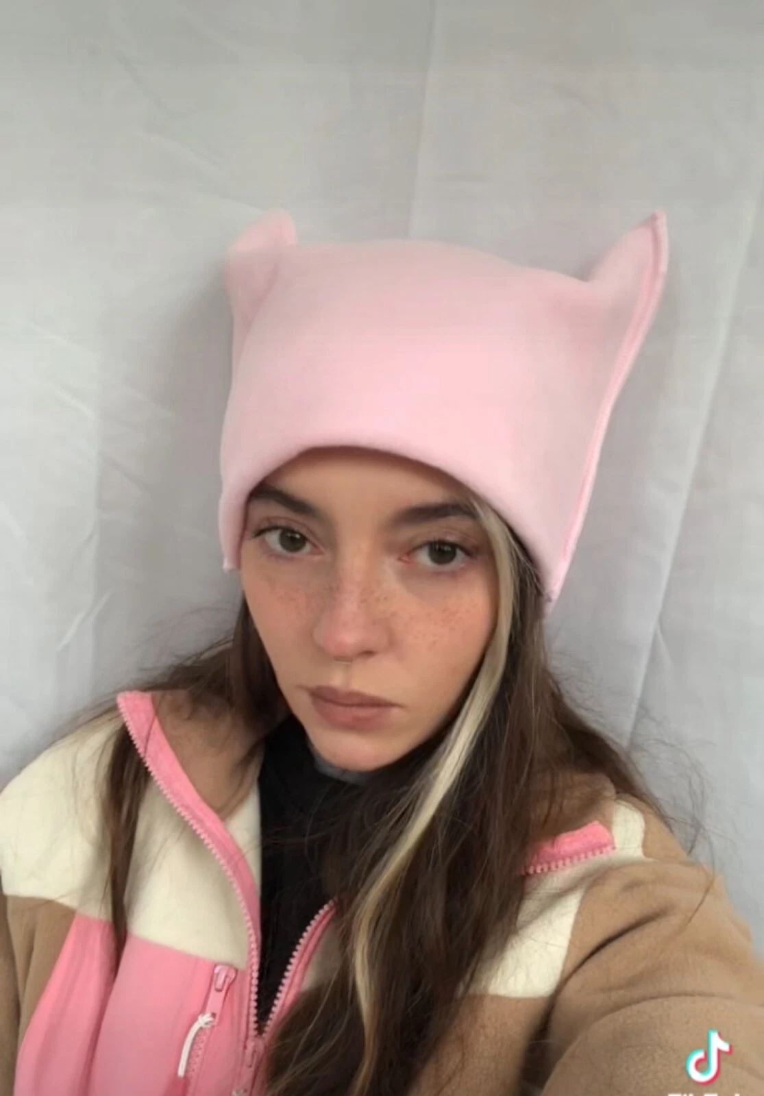 Women's beanie hat with ears fleece warm winter cat devil