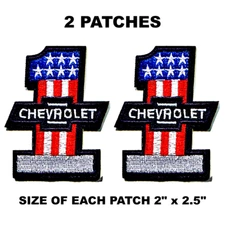 Chevrolet Chevy #1  Flag Iron-On Embroidered Patch 2" x 2.5" tall