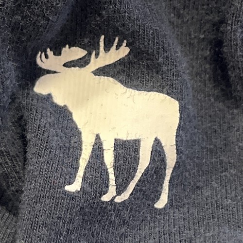 abercrombie Kids Pant 11/12 Leg Spellout Logo Pull On Navy Moose Logo Preppy - Picture 5 of 6