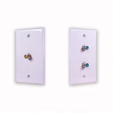 SatelliteSale Coaxial F- 81 Type RG-6 3GHz Universal  Wall Plate w/ Screws