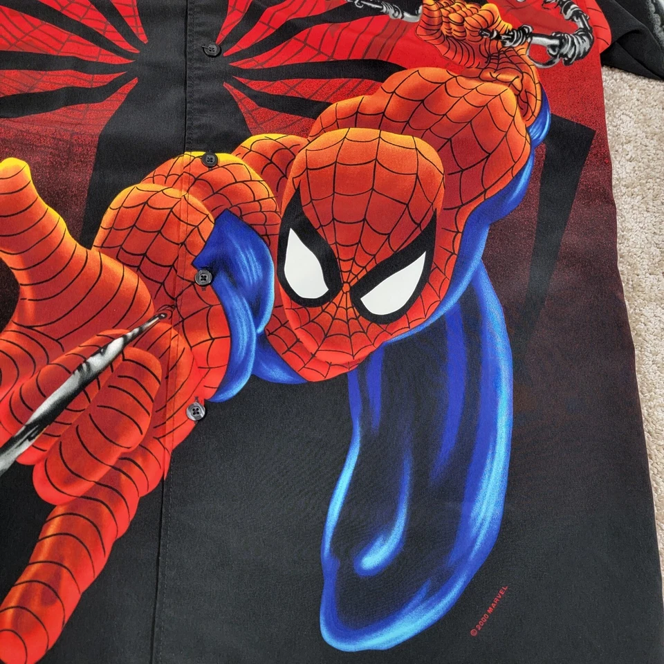 Marvel Spiderman Men's AOP Button Up Shirt Graphic Print 2000 Y2K Men's Sz 2XL - Image 3 of 4