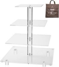 Large 4 Tier Square Acrylic Cupcake Tower Stand For Dessert Pastry Serving Platt