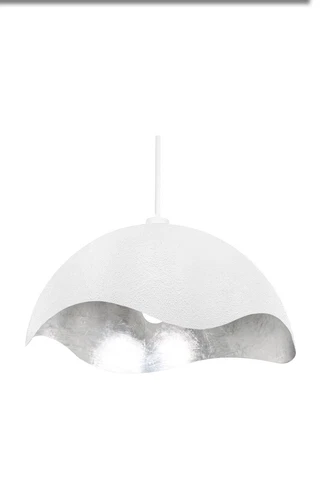 George Kovacs Eclos One Light Pendant, Textured White W/Silver Leaf - Picture 3 of 5
