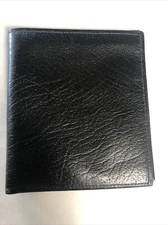 Vintage Meeker Credit Card & BillFold Black Buffalo Leather Wallet NOS