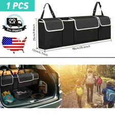 Auto Car Trunk Organizer Back Seat Storage Bag Black Oxford 4-Pocket Waterproof