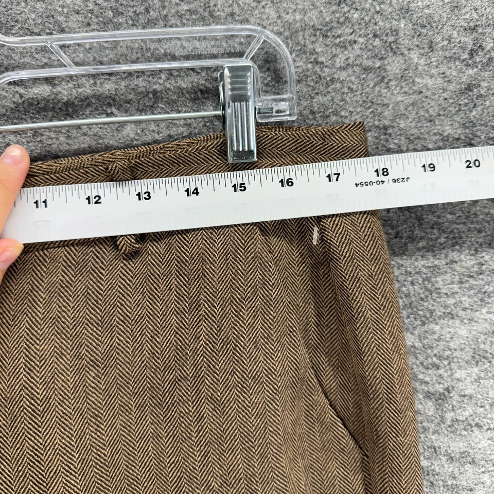 Pantalones de vestir Chaps para mujer 12 marrones forrados de lana tiro alto plisados bolsillos rectos Foto 3 de 4