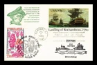 DR JIM STAMPS US FIRST DAY CARD LANDING OF ROCHAMBEAU FRANCE COMBO DUAL CANCEL
