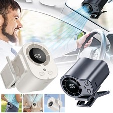 Portable Car Clip on Fan LED 360 Mini Cooling Fan USB Rechargeable w/Flashlight