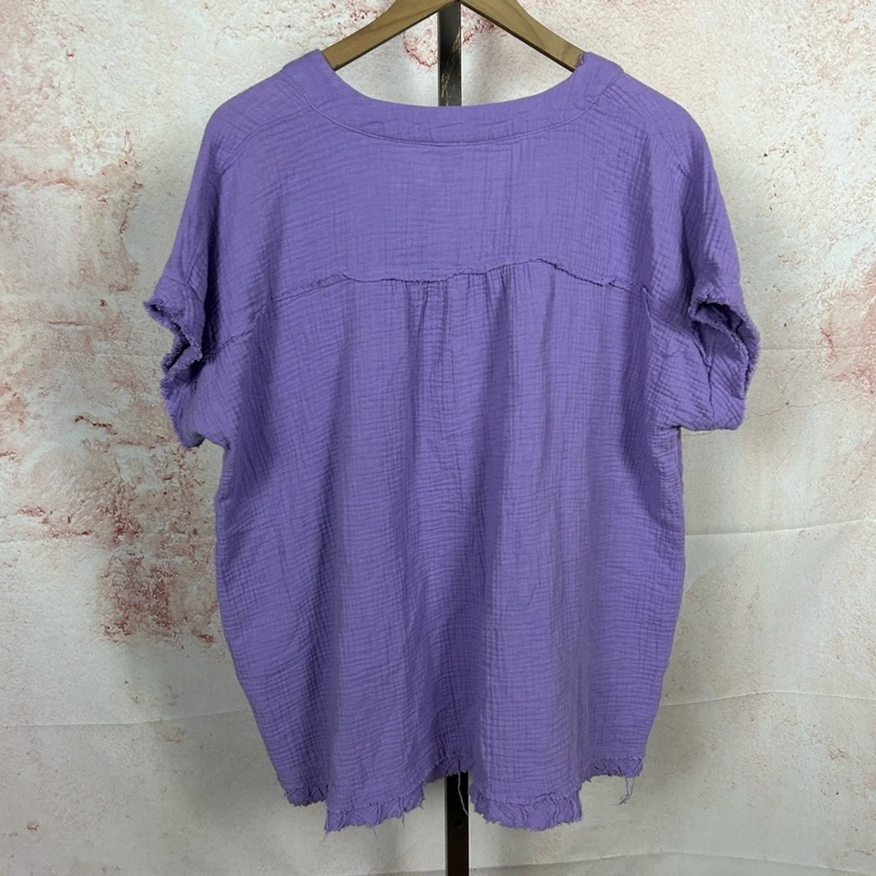 ZENANA Artesanal Gasa Cuello en V Top Talla XL Boho Cottagecore Lagenlook Minimalista Foto 4 de 4