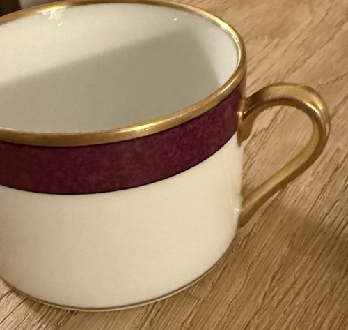 Fitz & Floyd Mouchetee Dark Purple Aubergine 6 Cups and Saucers - Picture 5 of 7
