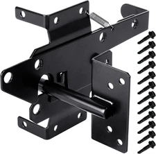 Self-Locking Door Bolt PVC Fence Gate Lock Black (Carbon Steel)
