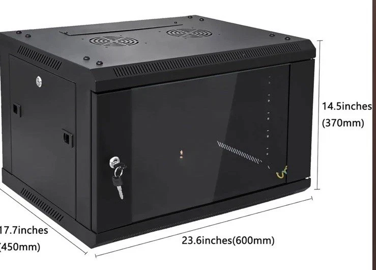 6U Wall Mount Server Cabinet Network Rack Enclosure Locking Glass Door Netcable - Image 3 of 4