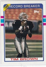 1989 Topps #2 Tim Brown 1988 Record Breaker Oakland Raiders