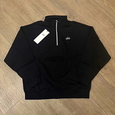 ALO unisex Black 1/4 Zip Pullover Mock Neck Long Sleeve Top Size L