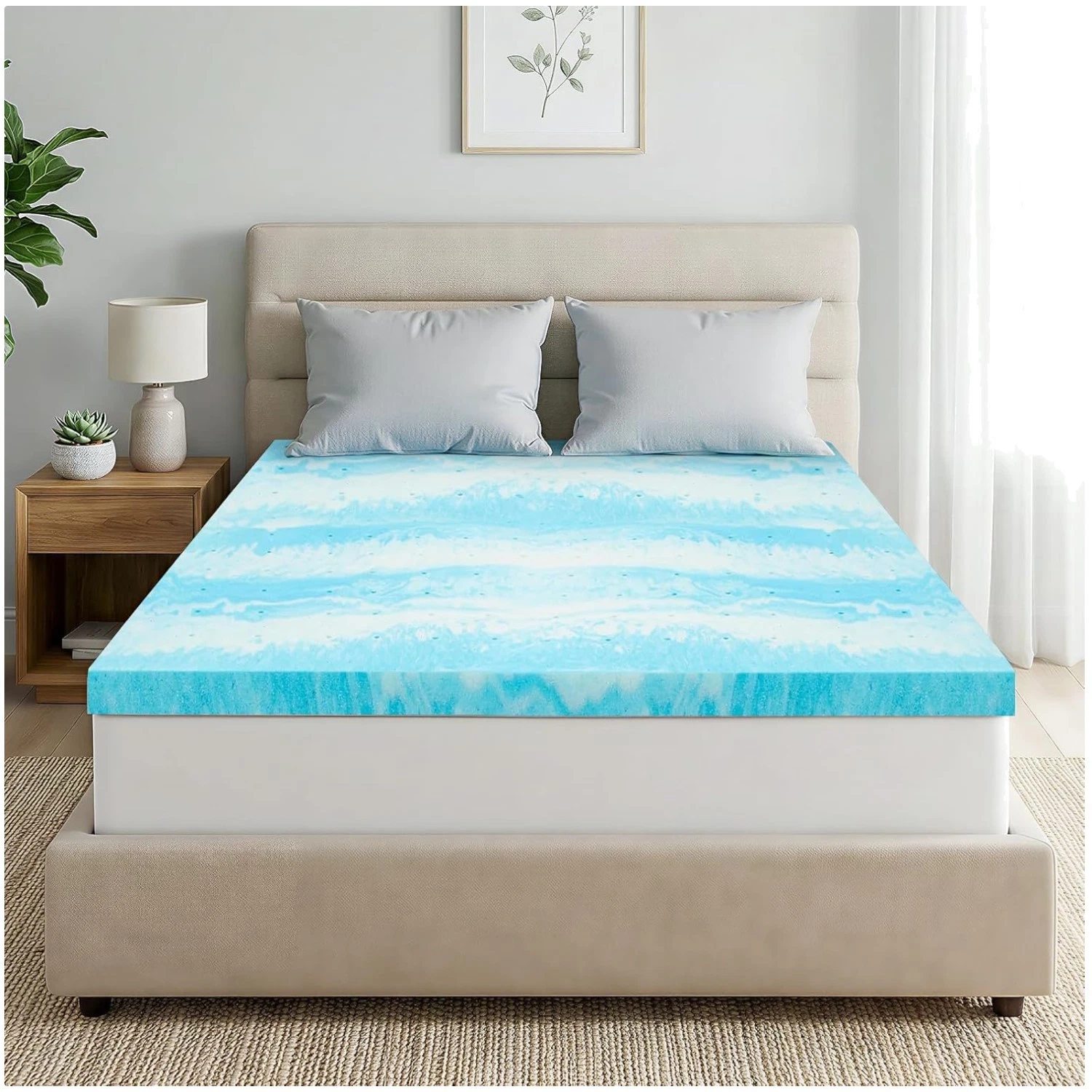 Cal King Gel Memory Foam Topper, Pressure Relief