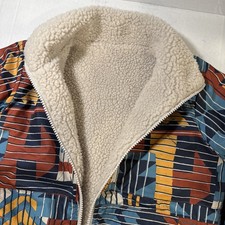 Columbia Youth Reversible Sherpa Fleece Jacket Small Full Zip Pattern Nylon...