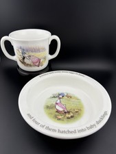 ROYAL DOULTON BEATRIX POTTER DOUBLE HANDLED MUG AND BOWL CHILD'S SET