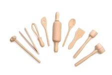 Junior Cooking and Baking Tools Set, Wood, 9-Piece