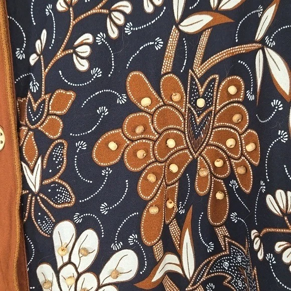 Túnica/vestido tribal floral vintage We Be Bop marrón/negro/crema con cuentas, talla 3X Foto 4 de 4