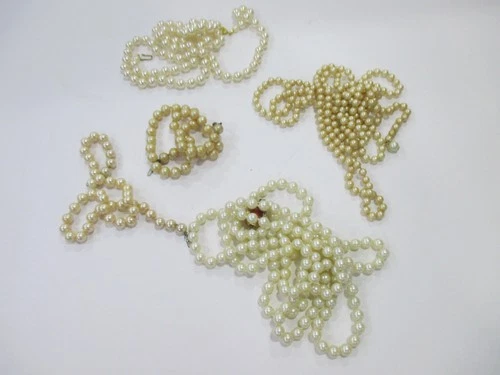 Vintage Faux Pearl Necklaces JUNK Lot Costume Jewelry Various Lengths