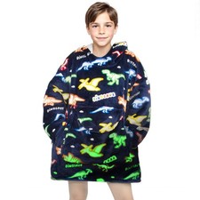Wearable Blanket Hoodie for Kids Fleece Sweatshirt Blanket Dinosaur Gifts for...