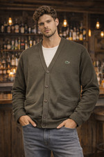 Herren Lacoste Olivgrün Wollmischung Strickjacke FR8 3XL 50 "Brustumfang Smart Freizeit