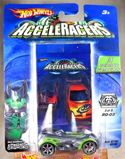 2004 Hot Wheels AcceleRacers 3/9 Racing Drones RD-03 Gray-Green w/GreenWhlsA6Sp