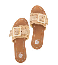 Yellow Box Women's Hamlyn Slide Sandal, Natural, Buckle Embellishment