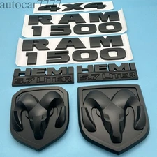 For RAM 1500 Emblems Grille Tailgate RAM Head HEMI 5.7 Liter 4X4 Badges Black