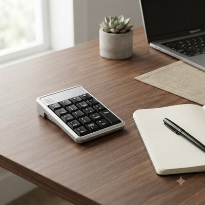 Wireless 19-Key Numeric Keypad Silver USB Receiver Portable Number Pad