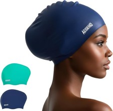 Aegend 2 Pack Swim Caps for Long Hair Durable Silicone Swimming Caps for Women