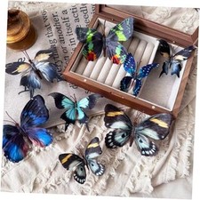 Artificial Butterfly, Fake Butterflies, Artificial Natural Fibers Gray-8 Pcs
